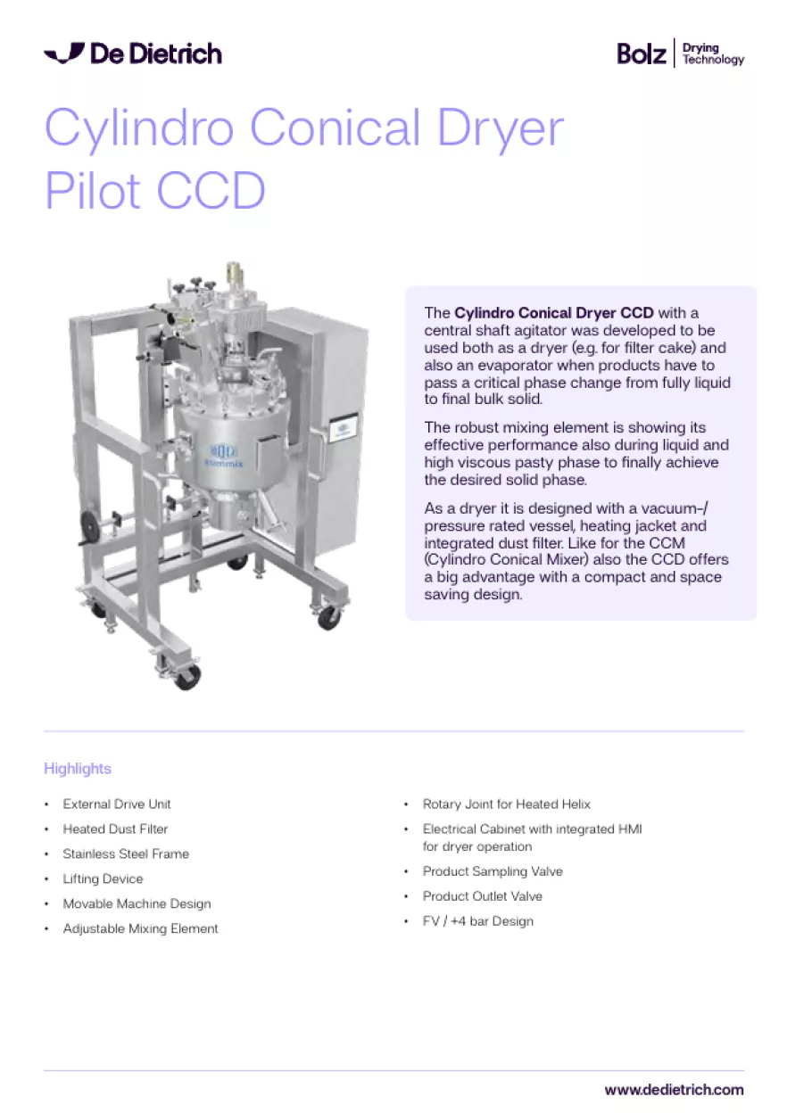Screenshot Flyer-Cylindro-Conical-Dryer-Pilot-Chemical-Food-EN