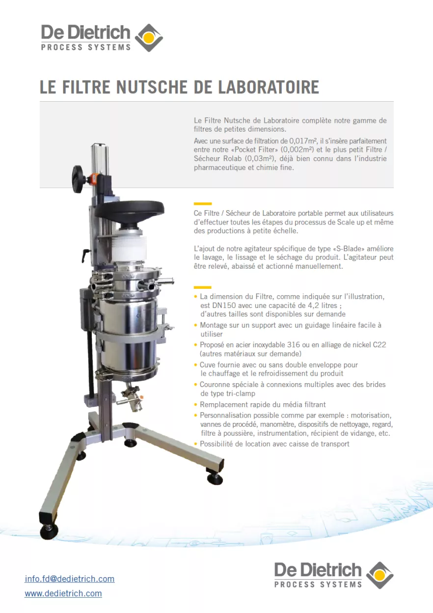 Le filtre nutsche de laboratoire flyer